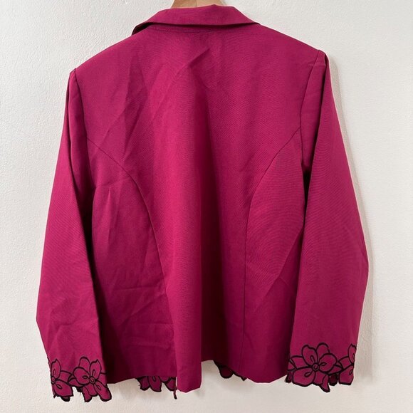 Anthony Richards Purple Open Front Floral Embroidery Hem Blazer Women Size 18P - Picture 5 of 9